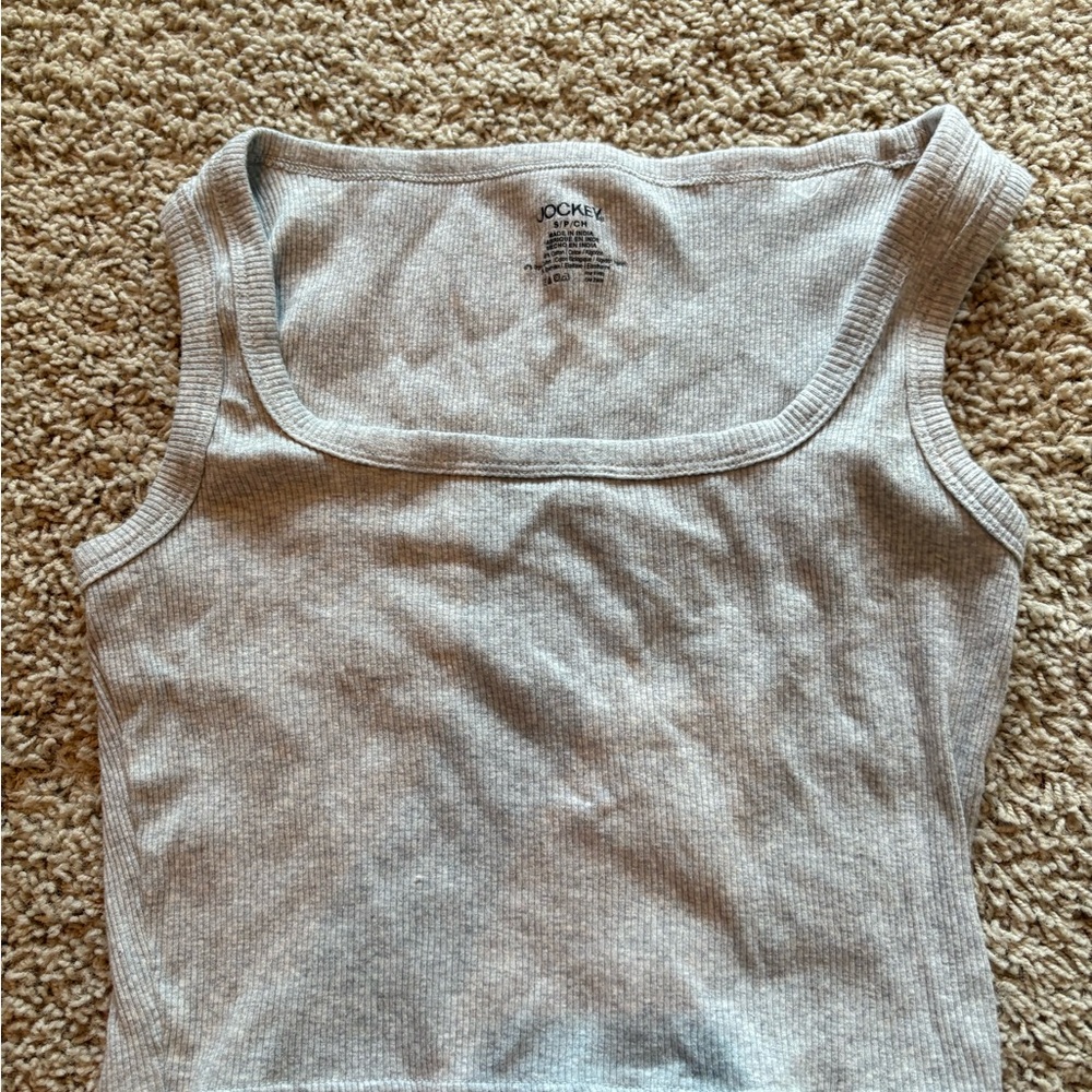 Jockey Light Gray Ribbed Tank Top